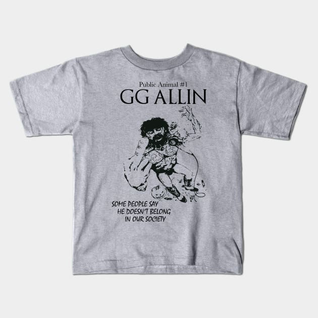 GG Allin Public Animal #1 Vintage \m/ Design Kids T-Shirt by darklordpug